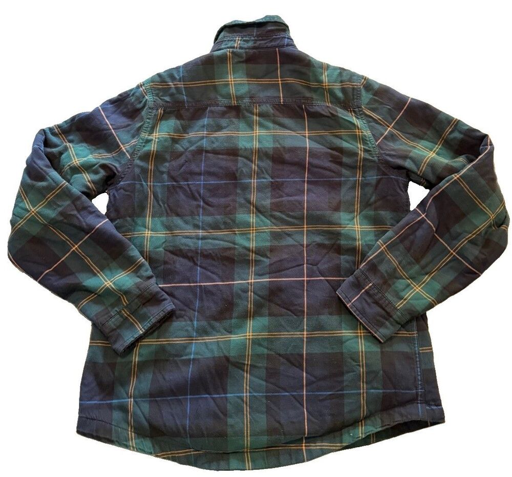 L.L.Bean Fleece Lined Flannel Shirt Jacket Womens XS Green Plaid Snap - Picture 5 of 5